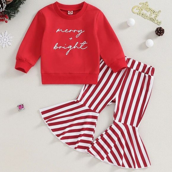 NEW Girl's Merry + Bright Christmas Outfit - Picture 1 of 3